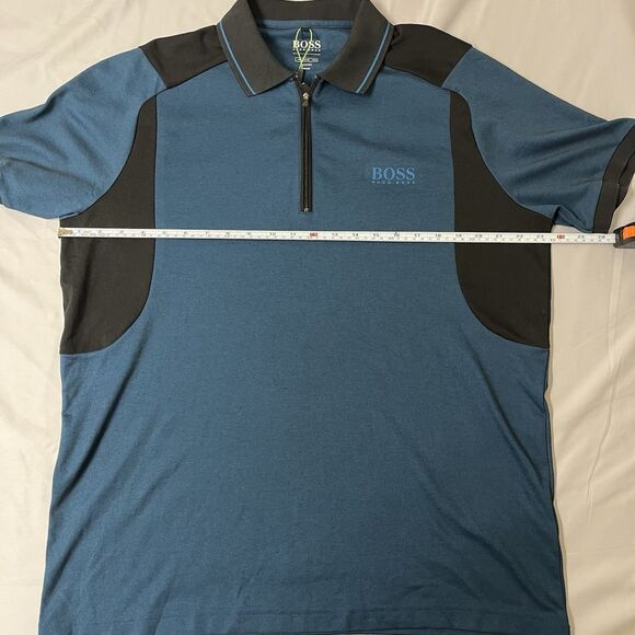 NWT Boss Hugo Boss Men's 1/4 Zip Performance Golf Polo Shirt Blue Black XXL - Picture 11 of 14